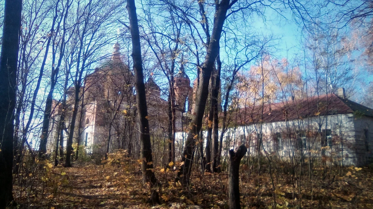 Дом и парк осенью